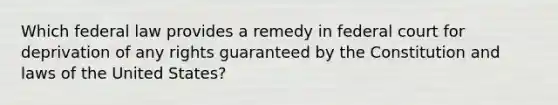 Which federal law provides a remedy in federal court for deprivation of any rights guaranteed by the Constitution and laws of the United States?