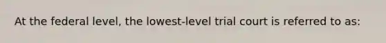 At the federal level, the lowest-level trial court is referred to as: