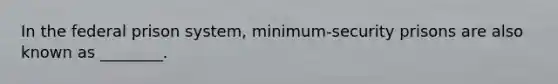 In the federal prison system, minimum-security prisons are also known as ________.