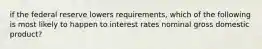 if the federal reserve lowers requirements, which of the following is most likely to happen to interest rates nominal gross domestic product?