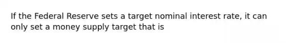 If the Federal Reserve sets a target nominal interest rate, it can only set a money supply target that is