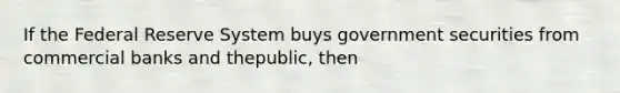 If the Federal Reserve System buys government securities from commercial banks and thepublic, then