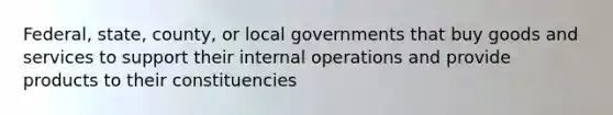 Federal, state, county, or local governments that buy goods and services to support their internal operations and provide products to their constituencies