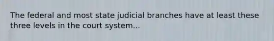 The federal and most state judicial branches have at least these three levels in the court system...