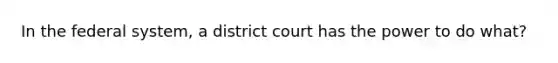 In the federal system, a district court has the power to do what?