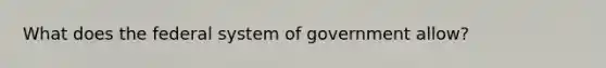 What does the federal system of government allow?