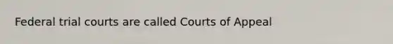 Federal trial courts are called Courts of Appeal