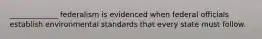 _____________ federalism is evidenced when federal officials establish environmental standards that every state must follow.