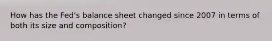 How has the Fed's balance sheet changed since 2007 in terms of both its size and composition?