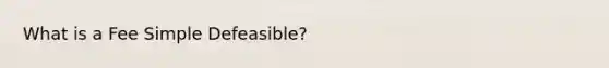 What is a Fee Simple Defeasible?