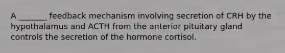 A _______ feedback mechanism involving secretion of CRH by the hypothalamus and ACTH from the anterior pituitary gland controls the secretion of the hormone cortisol.