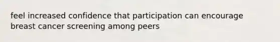 feel increased confidence that participation can encourage breast cancer screening among peers