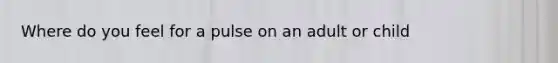 Where do you feel for a pulse on an adult or child