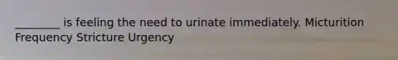 ________ is feeling the need to urinate immediately. Micturition Frequency Stricture Urgency