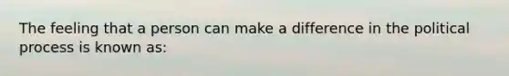 The feeling that a person can make a difference in the political process is known as: