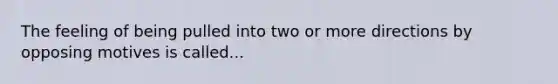 The feeling of being pulled into two or more directions by opposing motives is called...