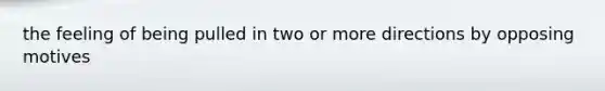 the feeling of being pulled in two or more directions by opposing motives