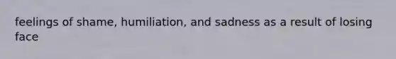 feelings of shame, humiliation, and sadness as a result of losing face