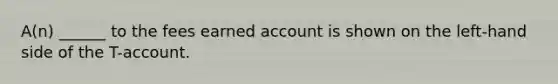 A(n) ______ to the fees earned account is shown on the left-hand side of the T-account.