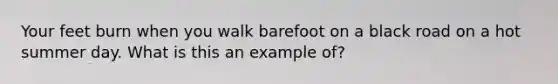 Your feet burn when you walk barefoot on a black road on a hot summer day. What is this an example of?