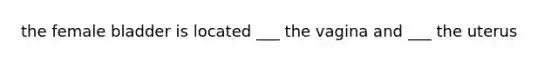 the female bladder is located ___ the vagina and ___ the uterus