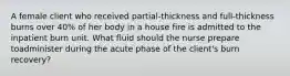 A female client who received partial-thickness and full-thickness burns over 40% of her body in a house fire is admitted to the inpatient burn unit. What fluid should the nurse prepare toadminister during the acute phase of the client's burn recovery?