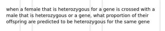 when a female that is heterozygous for a gene is crossed with a male that is heterozygous or a gene, what proportion of their offspring are predicted to be heterozygous for the same gene