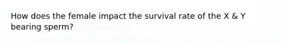 How does the female impact the survival rate of the X & Y bearing sperm?