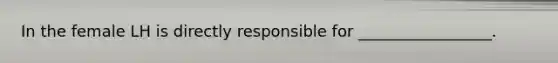 In the female LH is directly responsible for _________________.