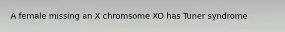 A female missing an X chromsome XO has Tuner syndrome