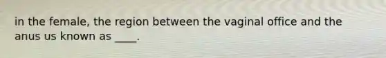 in the female, the region between the vaginal office and the anus us known as ____.