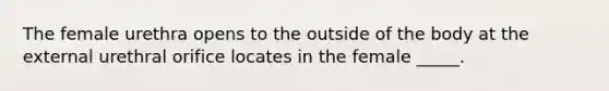 The female urethra opens to the outside of the body at the external urethral orifice locates in the female _____.