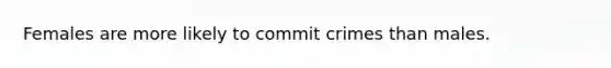 Females are more likely to commit crimes than males.