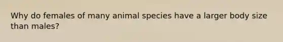 Why do females of many animal species have a larger body size than males?