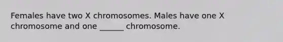 Females have two X chromosomes. Males have one X chromosome and one ______ chromosome.