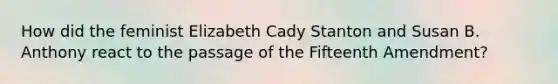 How did the feminist Elizabeth Cady Stanton and Susan B. Anthony react to the passage of the Fifteenth Amendment?