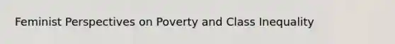 Feminist Perspectives on Poverty and Class Inequality