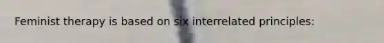 Feminist therapy is based on six interrelated principles: