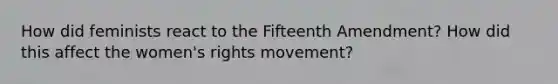 How did feminists react to the Fifteenth Amendment? How did this affect the women's rights movement?