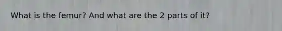 What is the femur? And what are the 2 parts of it?