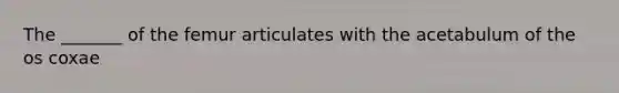 The _______ of the femur articulates with the acetabulum of the os coxae