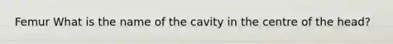 Femur What is the name of the cavity in the centre of the head?