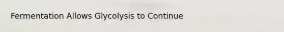 Fermentation Allows Glycolysis to Continue