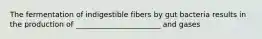 The fermentation of indigestible fibers by gut bacteria results in the production of _______________________ and gases