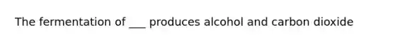 The fermentation of ___ produces alcohol and carbon dioxide