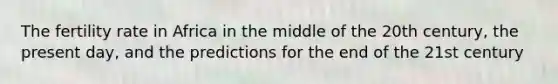 The fertility rate in Africa in the middle of the 20th century, the present day, and the predictions for the end of the 21st century