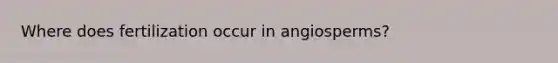 Where does fertilization occur in angiosperms?