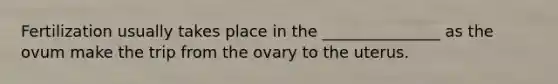 Fertilization usually takes place in the _______________ as the ovum make the trip from the ovary to the uterus.