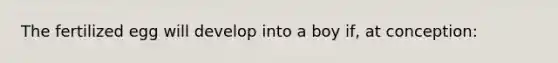 The fertilized egg will develop into a boy if, at conception:
