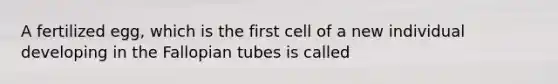 A fertilized egg, which is the first cell of a new individual developing in the Fallopian tubes is called